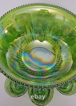 Punch Bowl Vintage Carnival Glass Princess Set Lime 26 Piece Iridescent Sheen