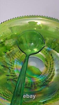 Punch Bowl Vintage Carnival Glass Princess Set Lime 26 Piece Iridescent Sheen