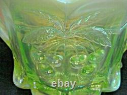RARE Antique Mosser Green Opalescent Glass Cherry Pattern Lidded Candy Dish