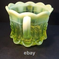 RARE Antique Mosser Yellow Opalescent Glass Cherry Pattern Candy Dish Biscuit