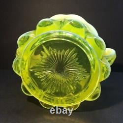 RARE Antique Mosser Yellow Opalescent Glass Cherry Pattern Candy Dish Biscuit
