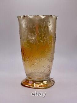 RARE Celery Vase Jeanette Floragold Louisa Marigold/Iridescent Glass