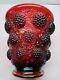 RARE FENTON Verlys Les Cabochon Red Iridescent Carnival Vase Mold Raspberries