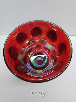 RARE FENTON Verlys Les Cabochon Red Iridescent Carnival Vase Mold Raspberries