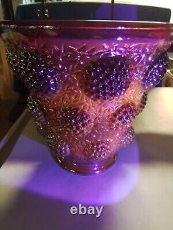 RARE FENTON Verlys Les Cabochon Red Iridescent Carnival Vase Mold Raspberries