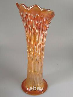 RARE Fenton APRIL SHOWERS Ruffled Opalescent Peacock Carnival Glass 10 Vase