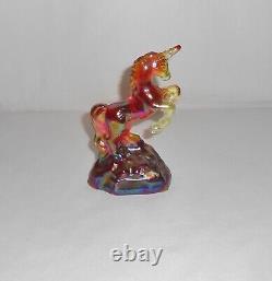 RARE! Fenton Glass Red Iridescent Carnival Glass Unicorn Figurine