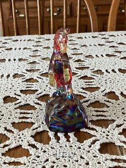 RARE! Fenton Glass Red Iridescent Carnival Glass Unicorn Figurine Glows