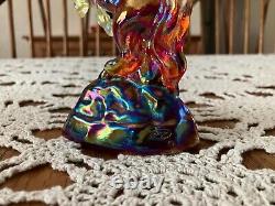 RARE! Fenton Glass Red Iridescent Carnival Glass Unicorn Figurine Glows