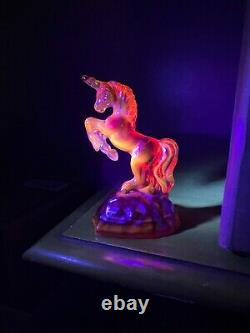 RARE! Fenton Glass Red Iridescent Carnival Glass Unicorn Figurine Glows