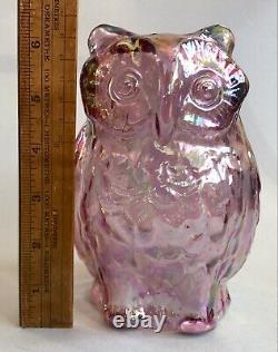RARE Fenton Iridescent Amethyst Carnival Glass Owl Figure