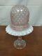 RARE Fenton PINK OPALESCENT Rose Carnival Art Glass 3 Piece Hobnail FAIRY LAMP