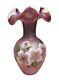 RARE Fenton Raspberry Plum Carnival Opalescent Iridescent Ruffled Glass Vase 9