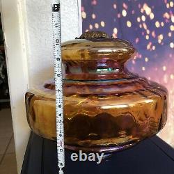 RARE Large Vintage Iridescent Carnival Glass Lamp Shade Dome Light Floor Ceiling