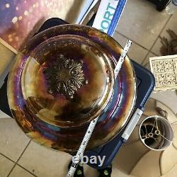 RARE Large Vintage Iridescent Carnival Glass Lamp Shade Dome Light Floor Ceiling