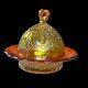 RARE Mosser USA Butter Dish withDomed Lid in Maple Leaf Carnival Glass