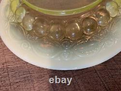 RARE Mosser Uranium Vaseline Opalescent Glass Wink Pattern Covered Butter Dish