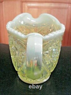 RARE OLD Mosser Green Opalescent Carnival Glass Diamond Classic Creamer