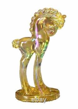 RARE Retired Mosser Glass Pony Trojan Horse Figurine Honey Amber Carnival