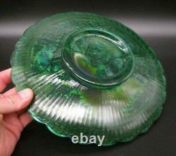 RARE Signed NUART HOMESTEAD IMPERIAL Carnival Glass Green Iridescent 10 Plate