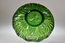 RAYS AND RIBBON by Millersburg GREEN IRID CARNIVAL 9 Sawtooth Edge FTD Bowl EUC