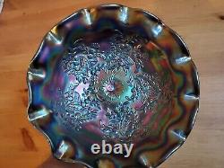 REDUCED! Carnival Glass Crown Crystal Butterfly Bush and Flannel Flower