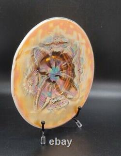 Rare Antique 4 Flower Dugan Carnival Glass Peach Opalescent Plate Stunning