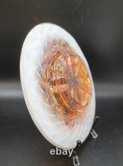 Rare Antique 4 Flower Dugan Carnival Glass Peach Opalescent Plate Stunning