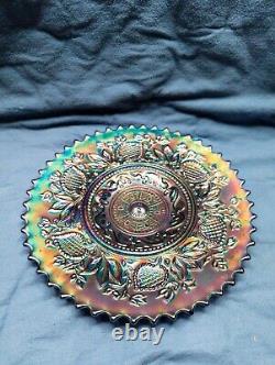 Rare Antique Dugan Fanciful Blue Carnival Glass Plate. Excellent Condition