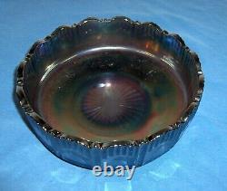 Rare Antique Float Bowl By Sowerby Flora Blue Iridescent Carnival Glass