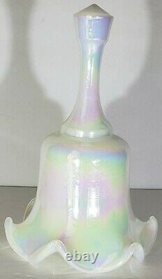 Rare FENTON White Carnival OPALESCENT Glass Bell BEAUTIFUL withElegant Ruffles