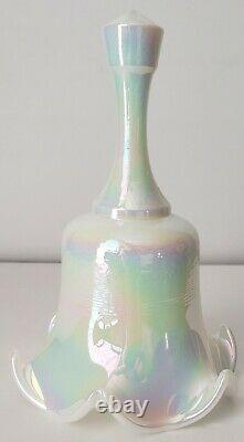 Rare FENTON White Carnival OPALESCENT Glass Bell BEAUTIFUL withElegant Ruffles