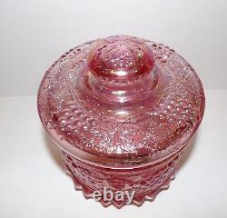 Rare Fenton Art Glass Grape & Cable Pink Iridescent/carnival 7 Tobacco Jar