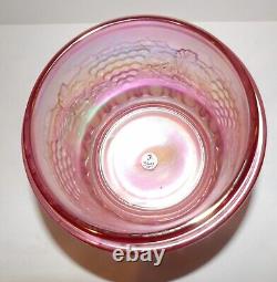 Rare Fenton Art Glass Grape & Cable Pink Iridescent/carnival 7 Tobacco Jar