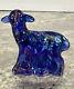 Rare Fenton Electric Blue Lamb Sheep Iridescent Figurine Carnival Undecorated