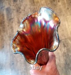 Rare Fenton Fine Rib Amethyst Carnival Glass Vase 15 3/4 Vasestunning