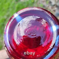 Rare Fenton Red Carnival Glass Iridescent Cherry Pattern Pitcher 9 Inches Tall
