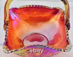 Rare INDIANA Glass Iridescent Sunset Carnival Glass Basket 2303 Heirloom Series