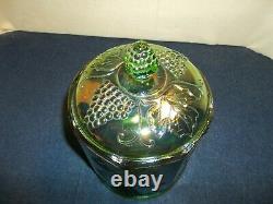 Rare Indiana Green Grape Harvest Cookie Jar Canister Iridescent Largest Size 9.5