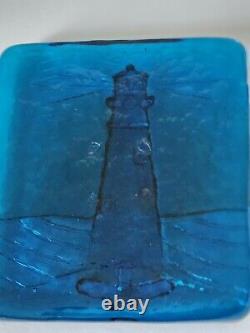 Rare John Cook Lighthouse Tile Carnival Art Glass Irresdescent 2011