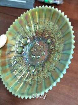 Rare Northwood Aqua Opal Stippled Three Fruits Plate. Damaged Point. Read Below