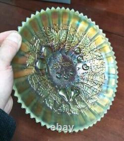 Rare Northwood Aqua Opal Stippled Three Fruits Plate. Damaged Point. Read Below