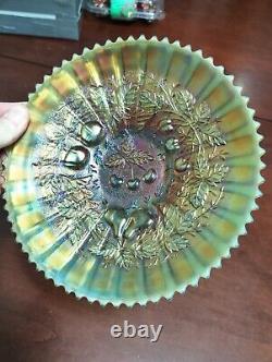 Rare Northwood Aqua Opal Stippled Three Fruits Plate. Damaged Point. Read Below