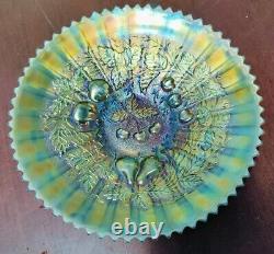 Rare Northwood Aqua Opal Stippled Three Fruits Plate. Damaged Point. Read Below