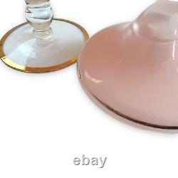 Rare Vintage Empoli Pink Opaline Glass Apothecary Jar with Lid Gold Circus Tent