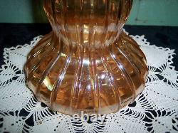 Rare Vintage Fenton Glass Rib & Panel 8-1/2 Marigold Iridescent Vase Excellent