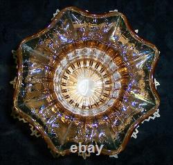 Rare Vintage Fenton Glass Rib & Panel 8-1/2 Marigold Iridescent Vase Excellent