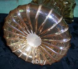 Rare Vintage Fenton Glass Rib & Panel 8-1/2 Marigold Iridescent Vase Excellent