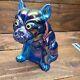 Rare Westmoreland Turquoise Blue Iridescent Carnival Glass Bulldog Doorstop