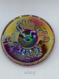 Ruby Red Carnival Glass Children Kittens & Milk Pattern Saucer Iridescent